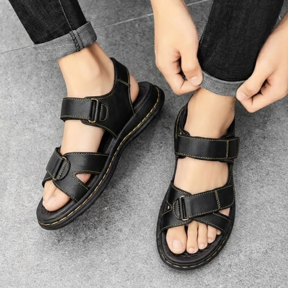 Sandália Masculina de Couro Confortável