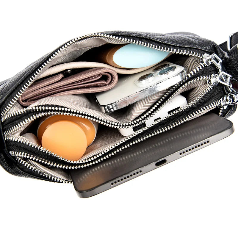 Bolsa Feminina Transversal de Couro Legítimo