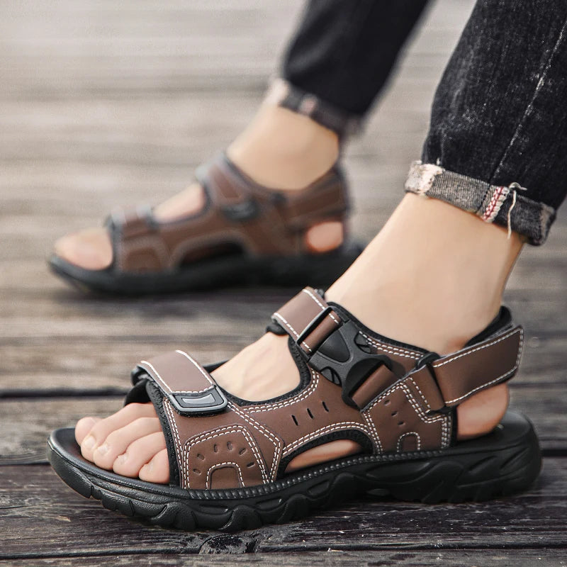 Sandália Masculina de Couro Confortável