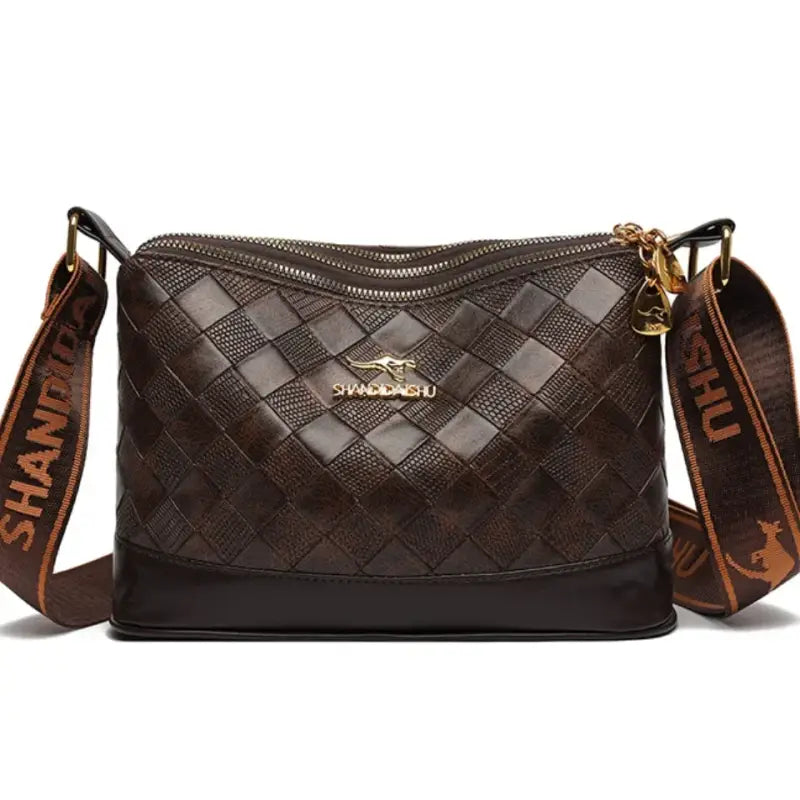 Bolsa De Couro Feminina Transversal Ana Marrom Escuro 003