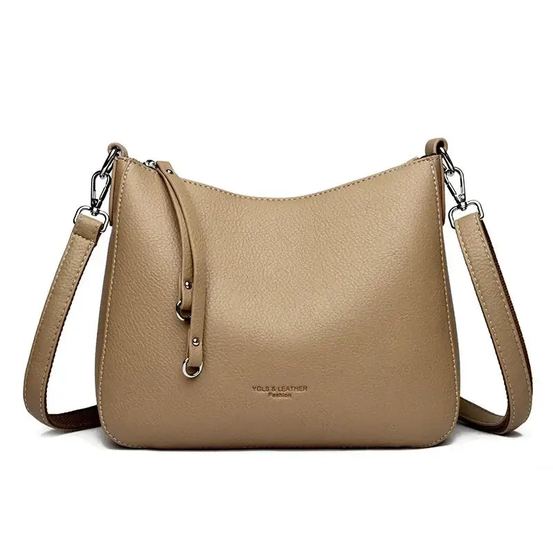 Bolsa de Couro Feminina Transversal Khaki 009