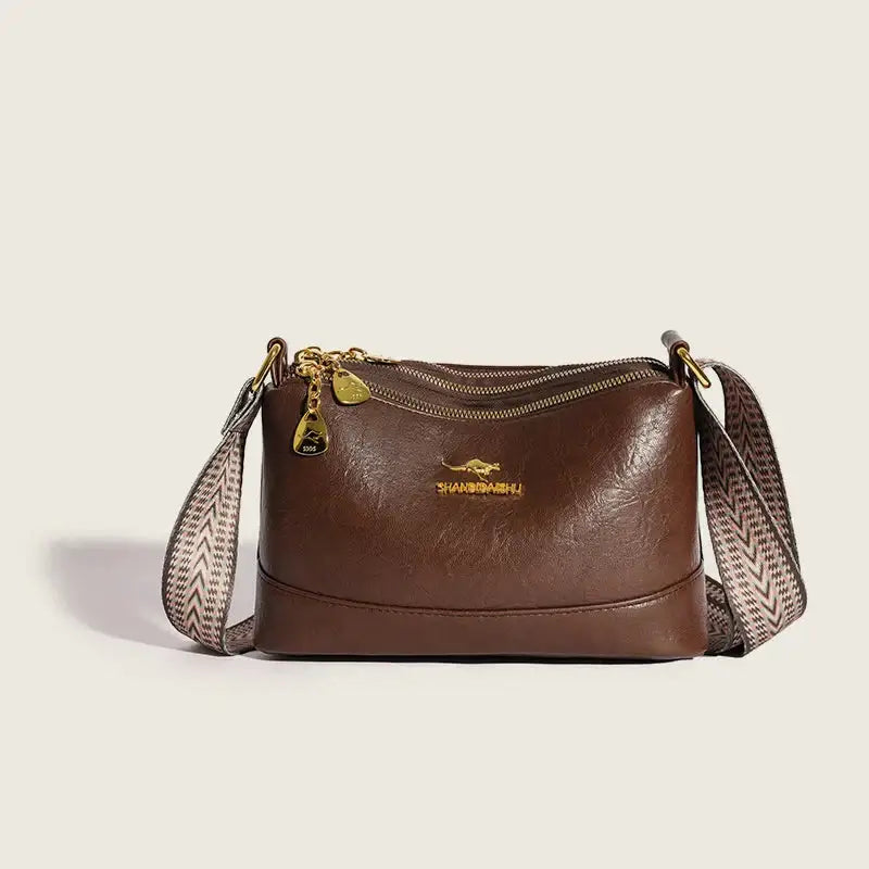Bolsa de Couro Feminina Transversal Marrom 020