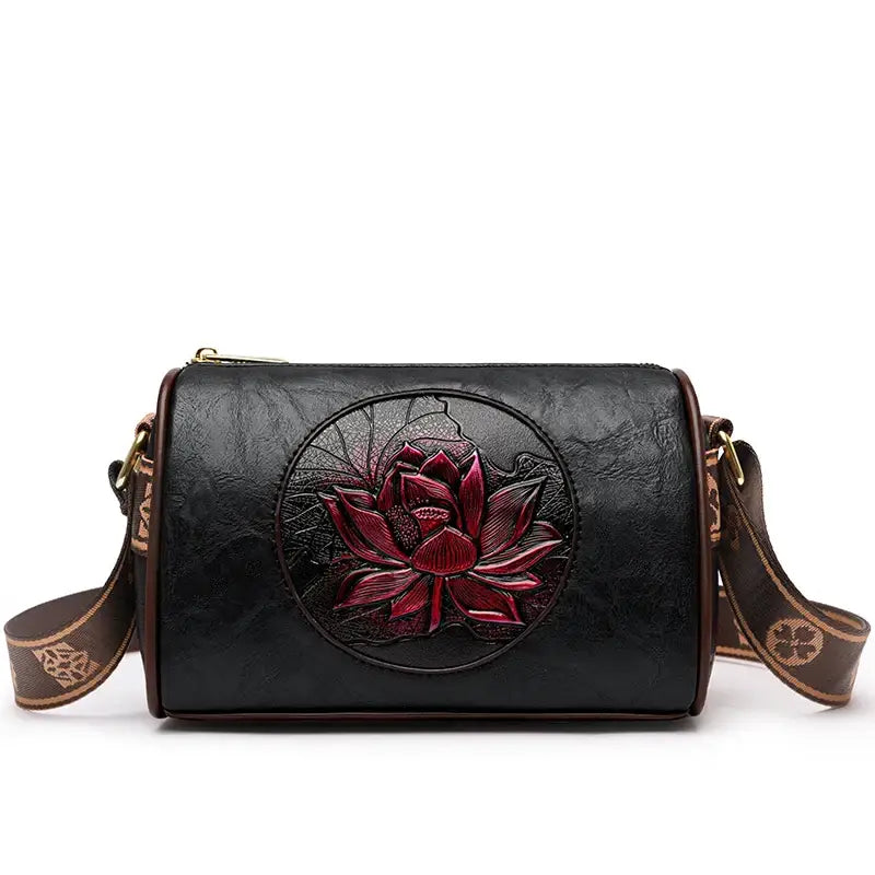 Bolsa De Couro Feminina Transversal Preto 001