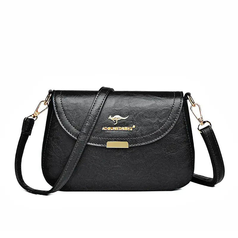 Bolsa De Couro Feminina Transversal Preto 006