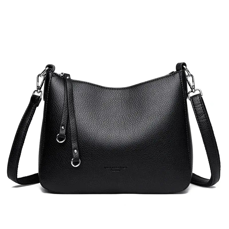 Bolsa de Couro Feminina Transversal Preto 009