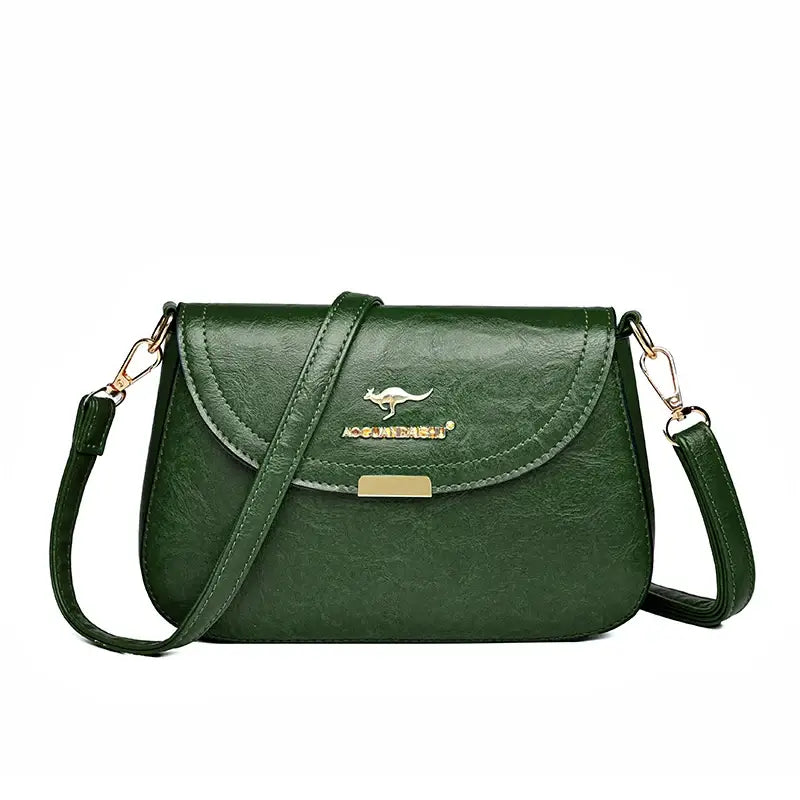 Bolsa De Couro Feminina Transversal Verde 006