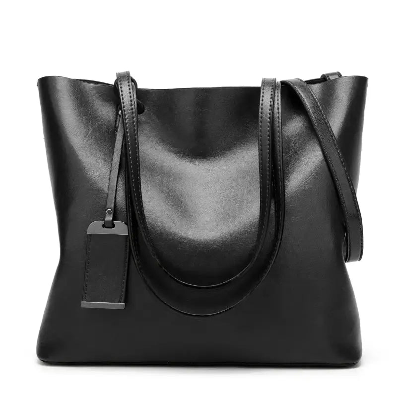 Bolsa Feminina Grande De Couro Legítimo Preto 537