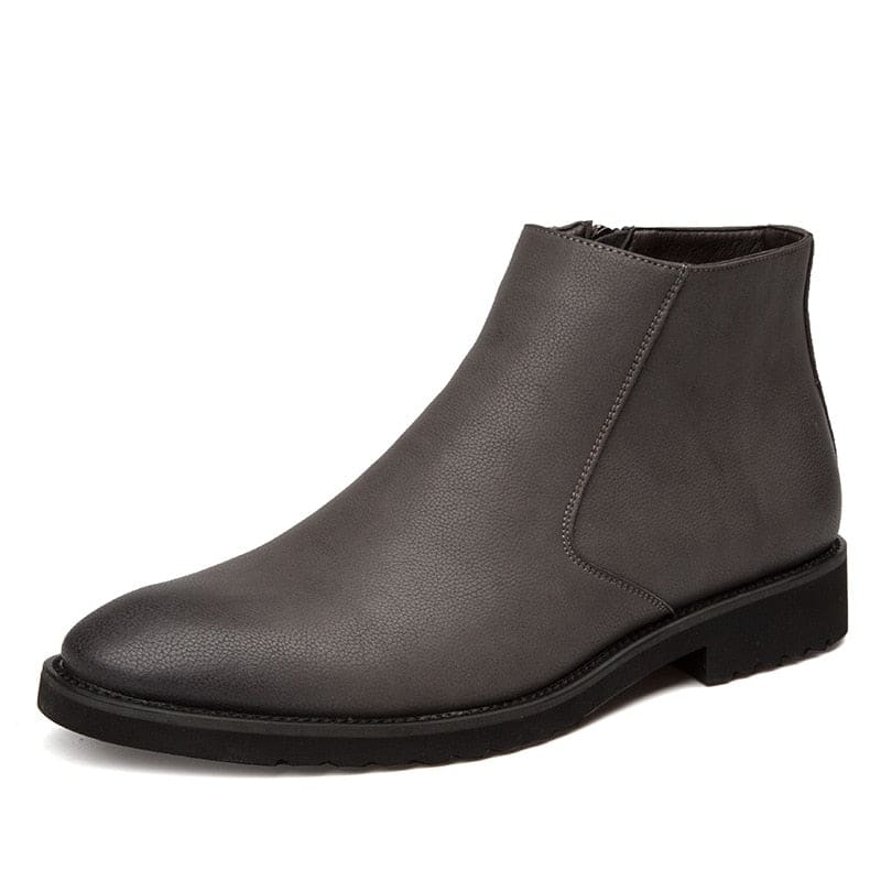 Bota Masculina De Couro Cano Curto Casual Cinza / 36