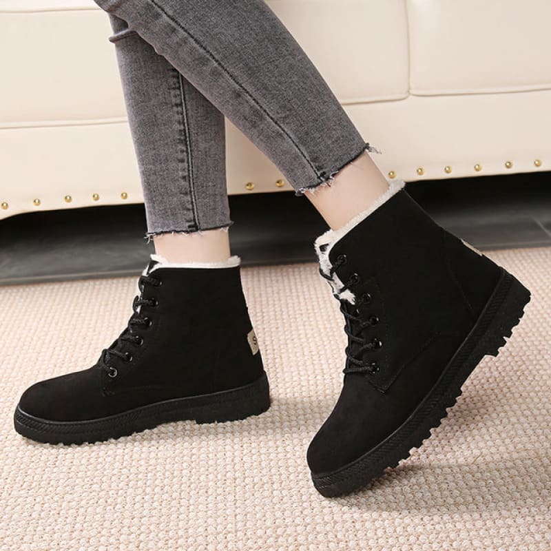 Bota Para Neve Feminina Forrada Preta / 33 036