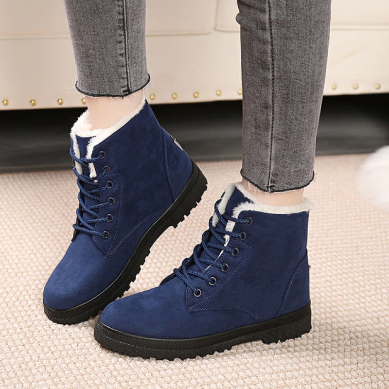 Bota Para Neve Feminina Forrada Azul / 33 036