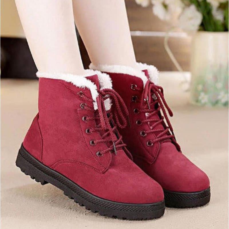 Bota Forrada Feminina Cano Curto Vinho / 33 036