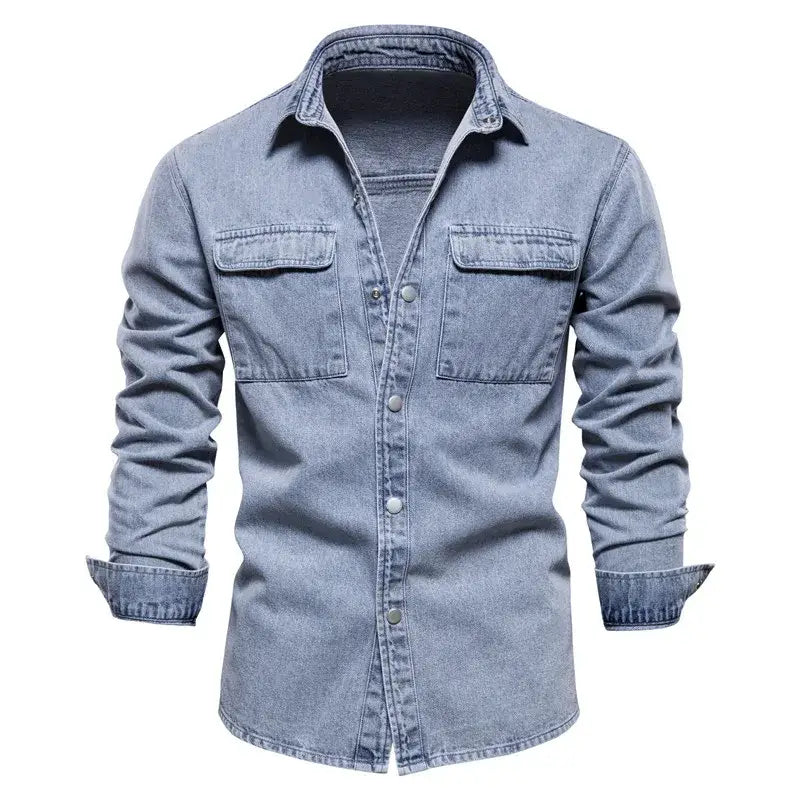 Camisa Jeans Masculina Elegance Azul / Pp 288