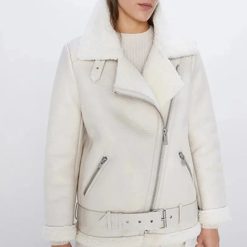 Casaco Feminino Inverno Forrado Off White / P 223