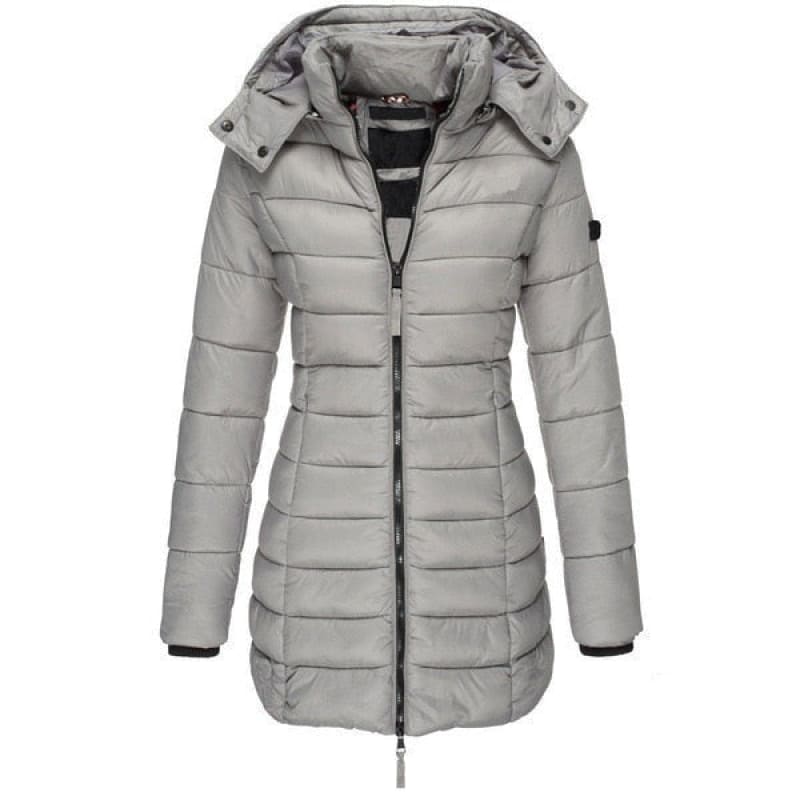 Jaqueta Puffer Feminina Alongada Cinza / P