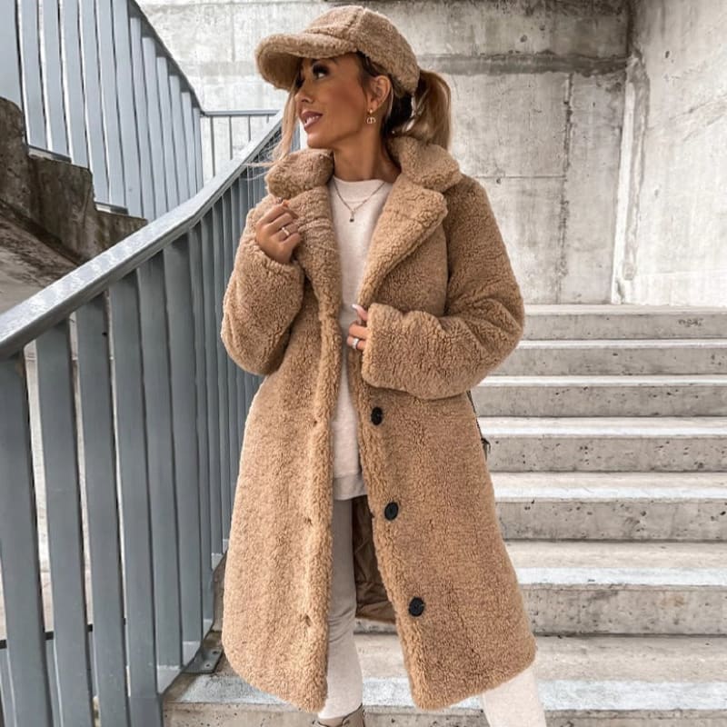 Sobretudo Feminino Longo De Lã Khaki / Pp 249