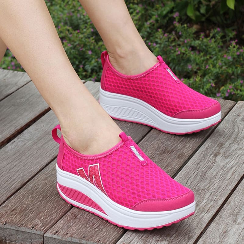 Tênis Confortável Feminino Para Caminhada Rosa / 33 181