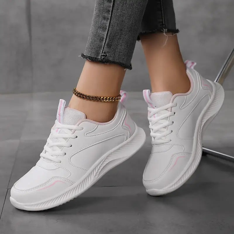Tênis Feminino Para Caminhada Branco / Rosa / 34 026