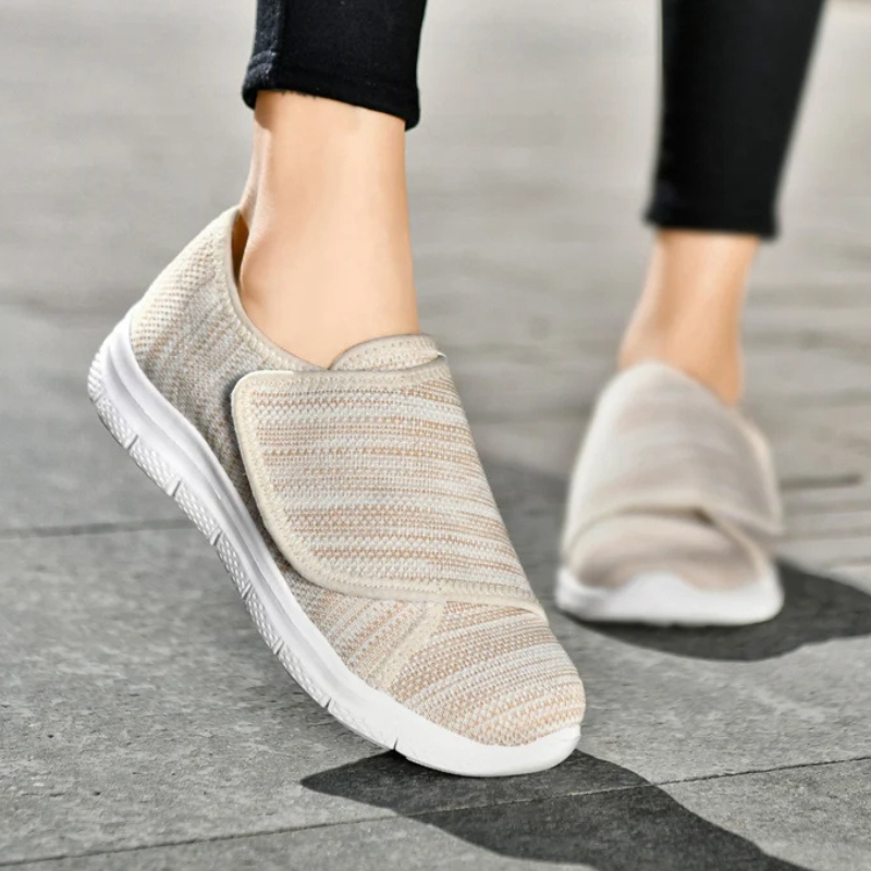 Tênis Ortopédico Feminino Para Caminhada Bege / 34 569