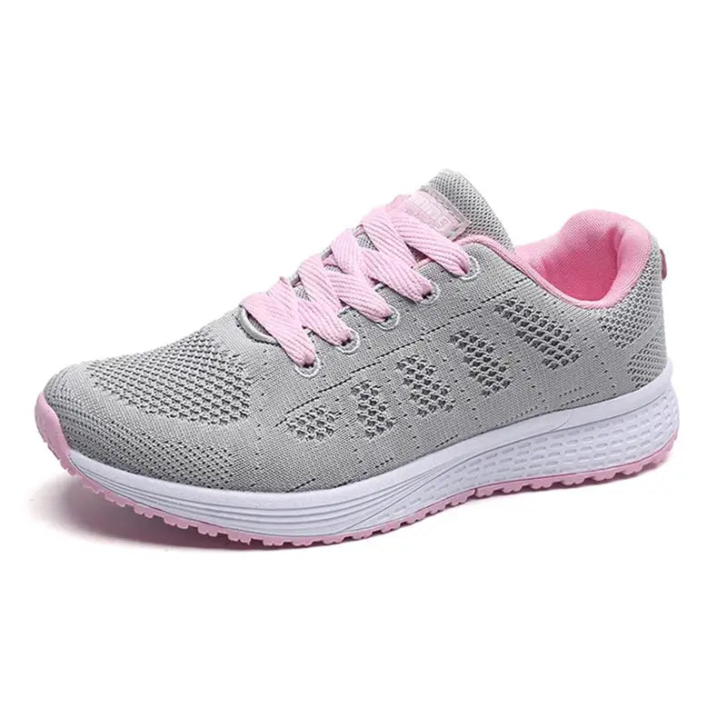 Tênis Ortopédico Feminino Para Caminhada Cinza / Rosa / 34 031
