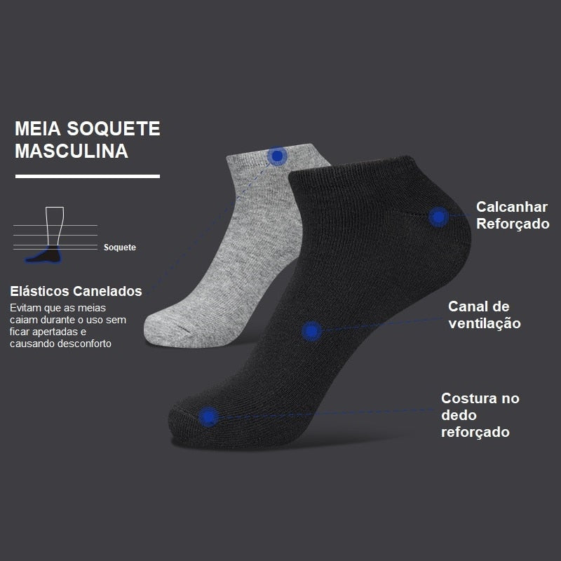 Meias Soquetes Masculinas Esportivas - 12 Pares