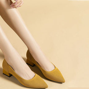 Sapato Bico Fino Elegante Feminino Amarelo / 33 165