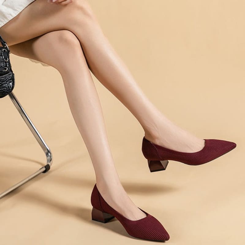 Sapato Bico Fino Elegante Feminino Vinho / 33 165