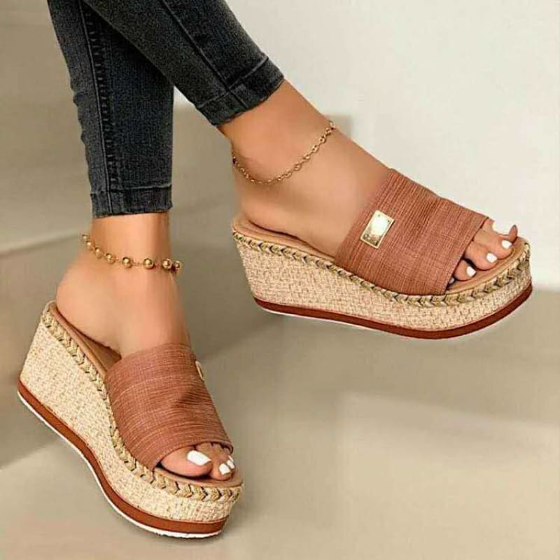 Tamanco Plataforma Feminino Anabela Nude / 33 117