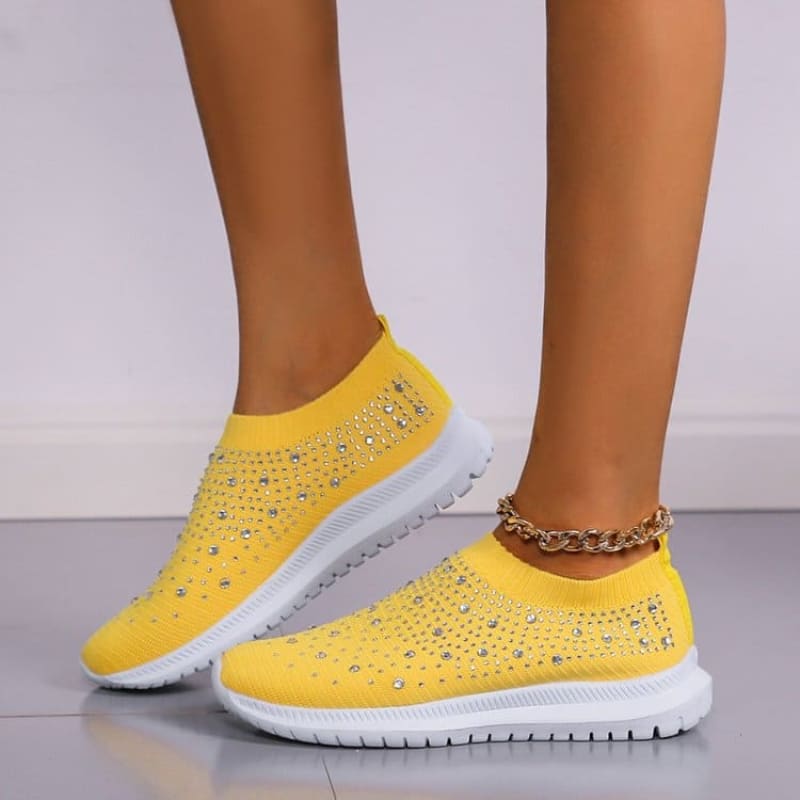 Tênis Feminino Casual Confortável Amarelo / 33 129