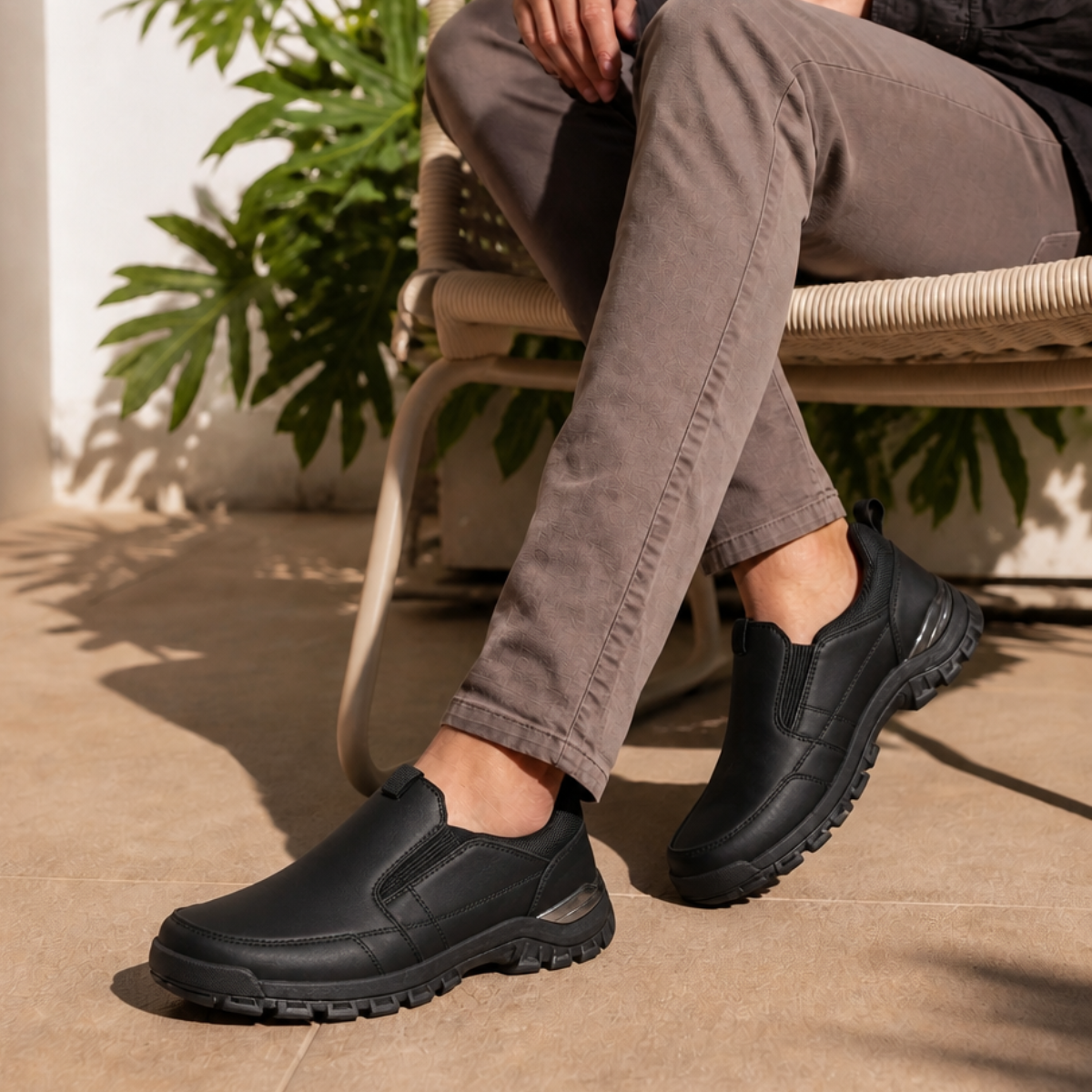 Tênis Slip On Masculino Ortopédico de Couro - Atlas