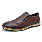 Tênis Masculino Slip On De Couro Legítimo Confortável