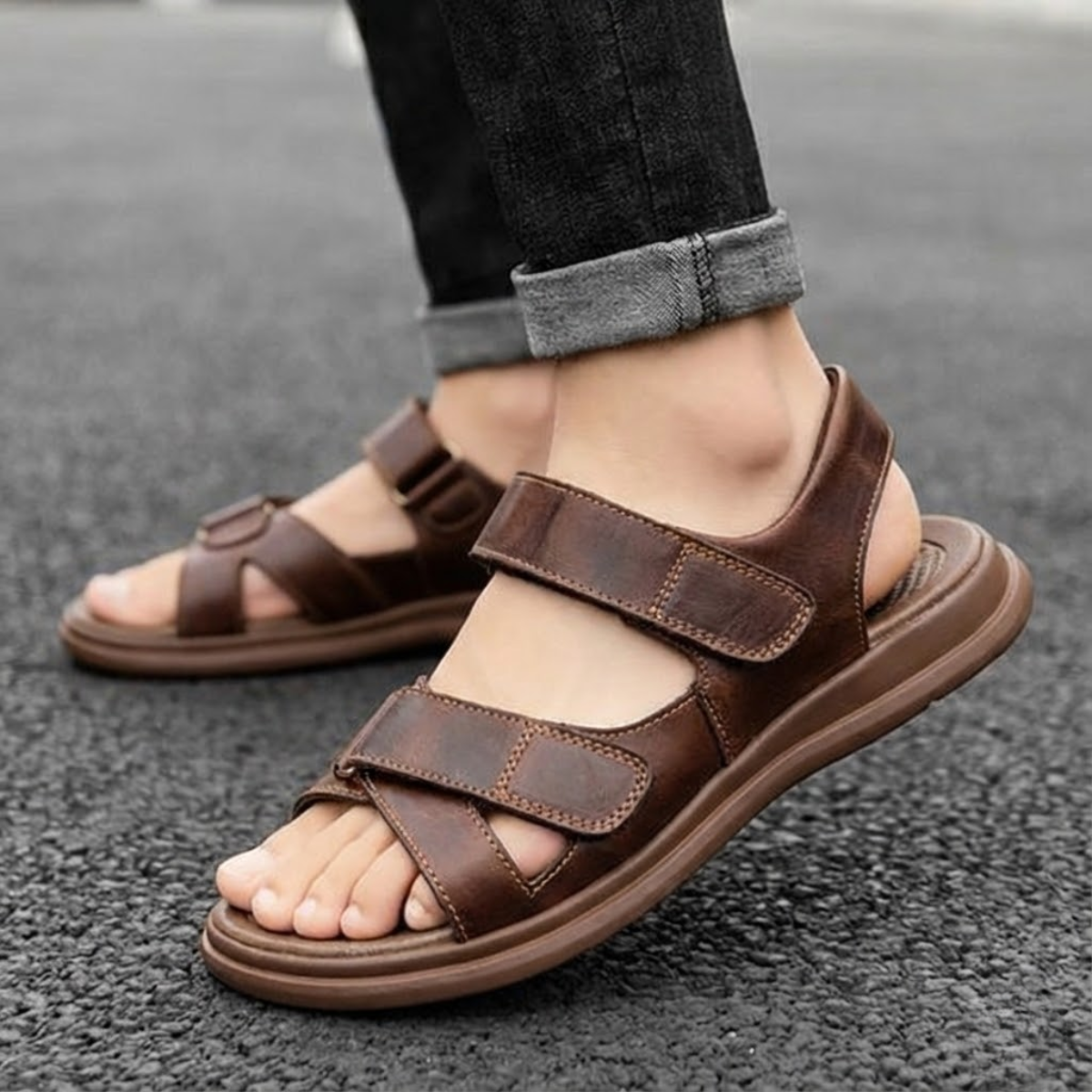 Sandália Masculina de Couro Confortável