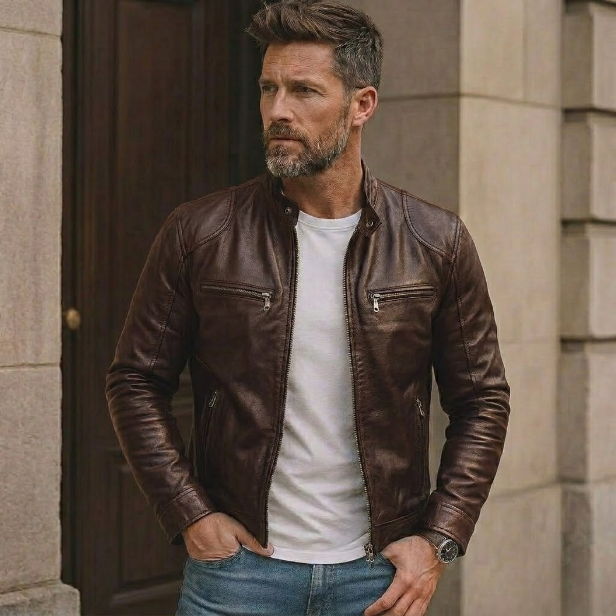 Jaqueta Masculina de Couro Legítimo