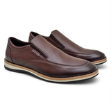 Tênis Masculino Slip On De Couro Legítimo Confortável