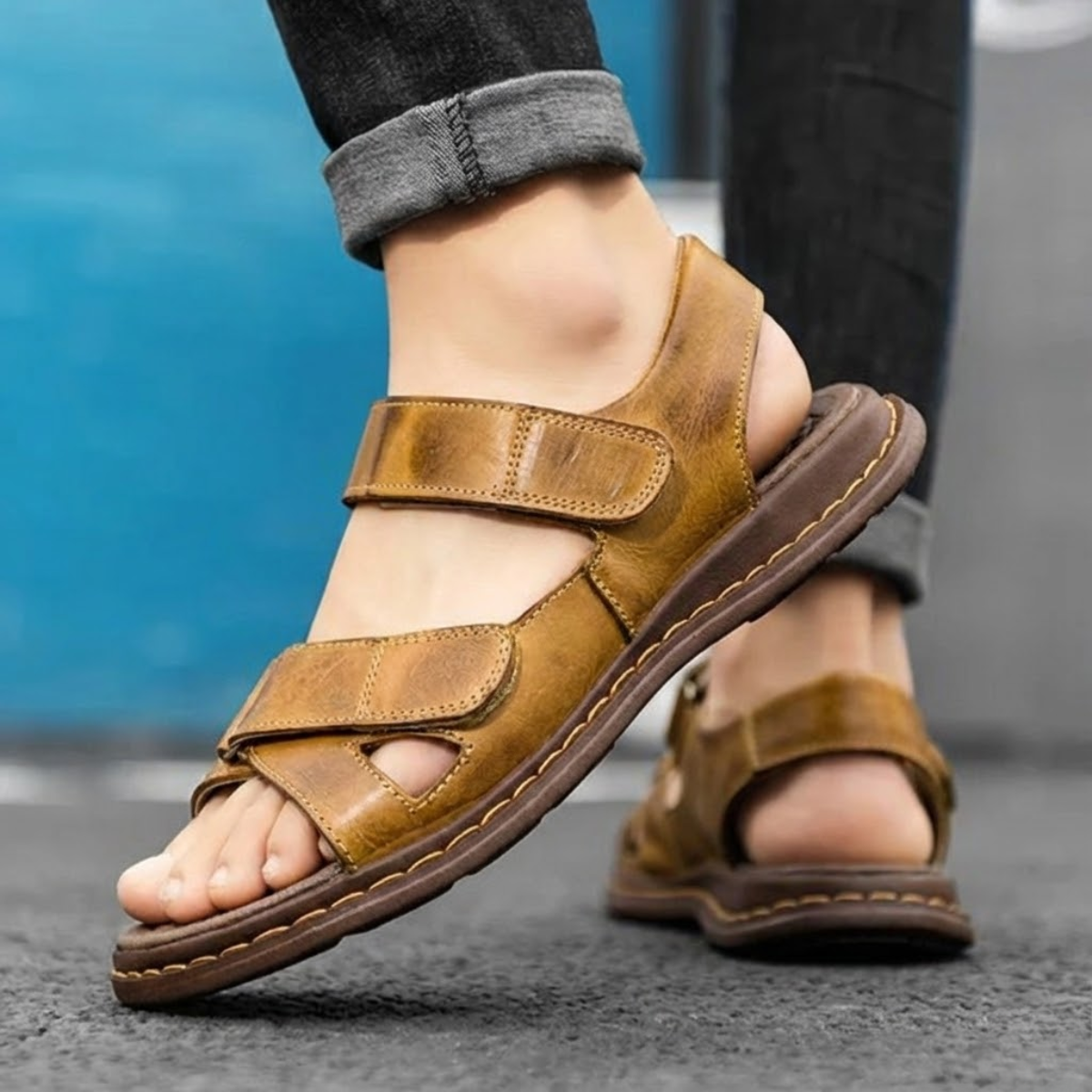 Sandália Masculina de Couro Confortável