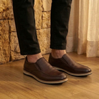 Tênis Masculino Slip On De Couro Legítimo Confortável