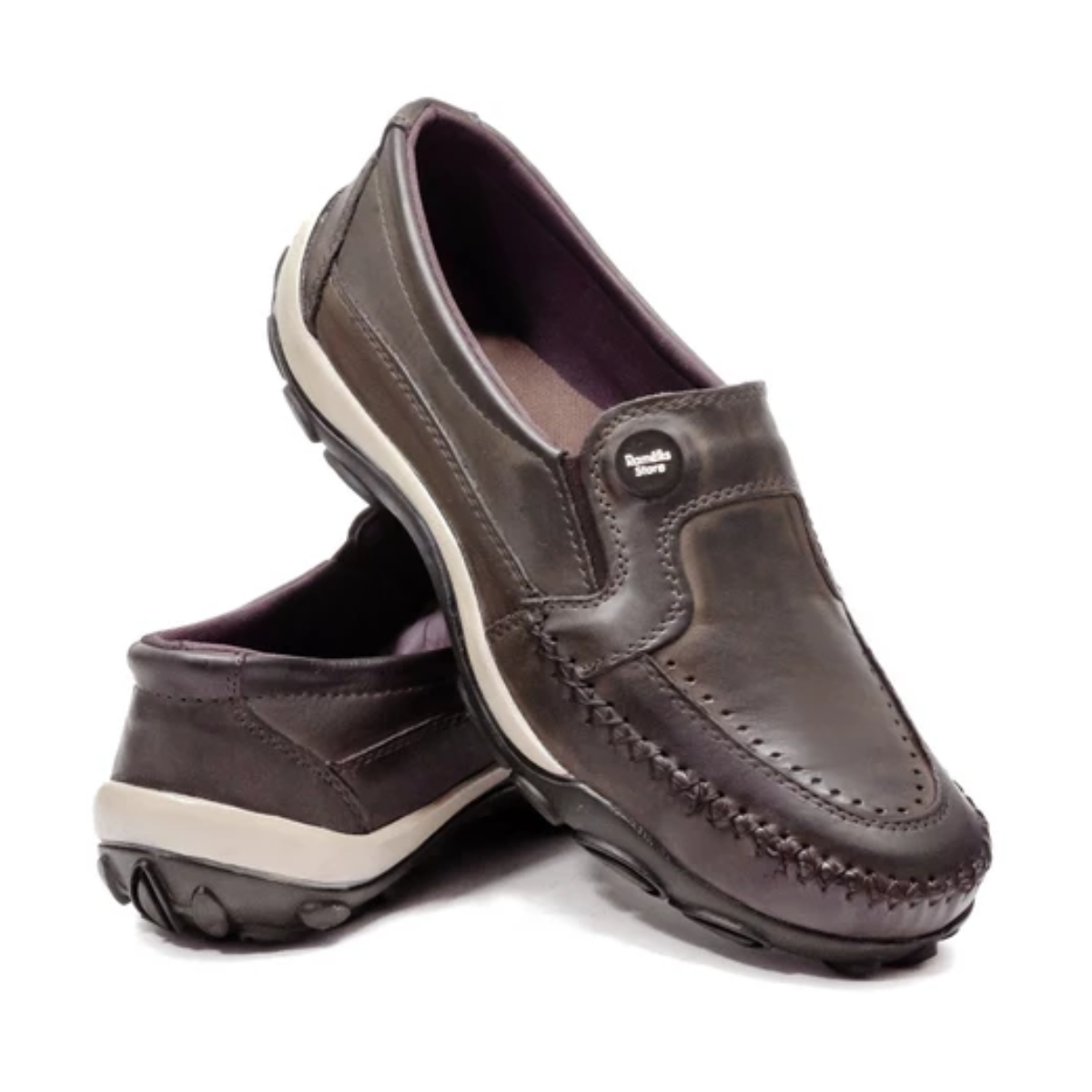 Tênis Masculino Slip On Confortável De Couro