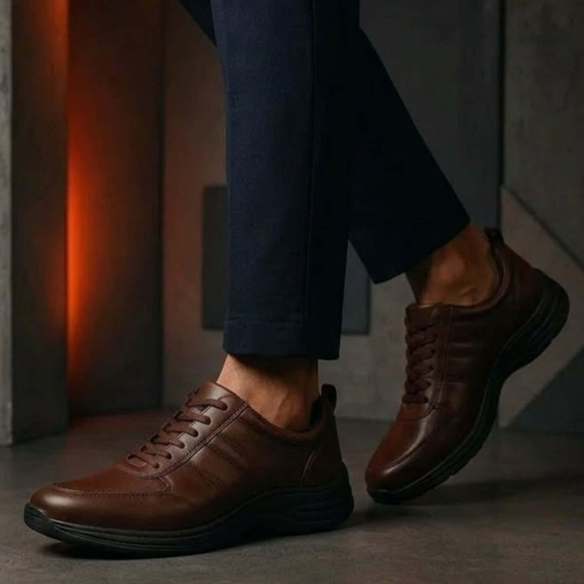 Tênis Masculino Confortável De Couro Legítimo