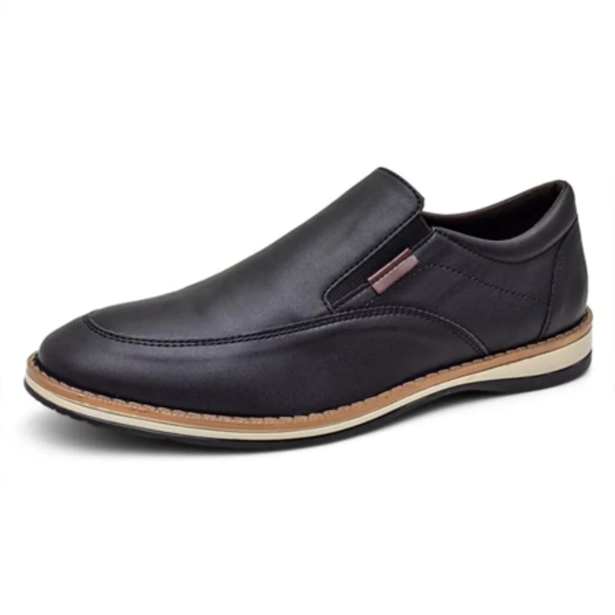 Tênis Masculino Slip On De Couro Legítimo Confortável