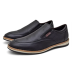 Tênis Masculino Slip On De Couro Legítimo Confortável