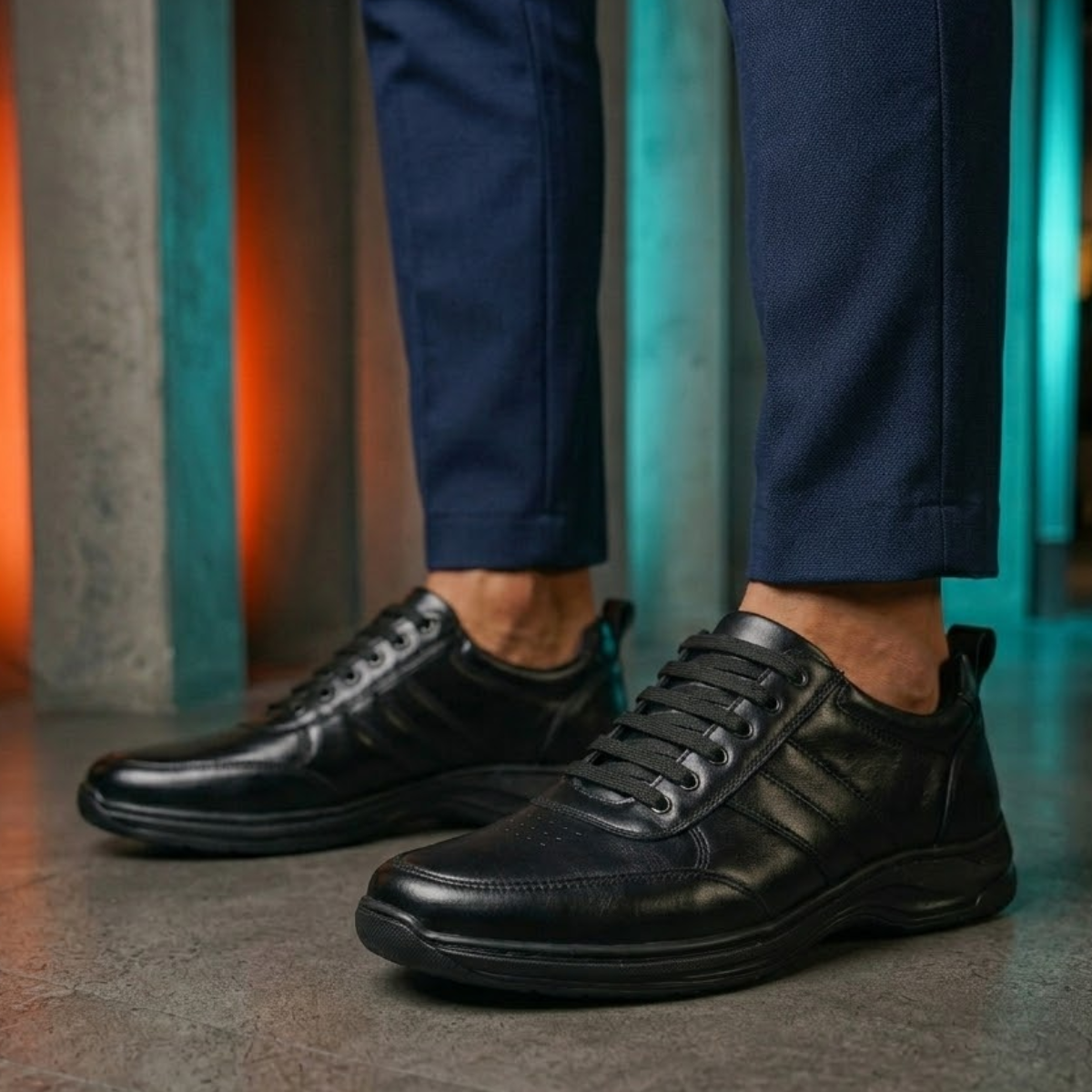 Tênis Masculino Confortável De Couro Legítimo