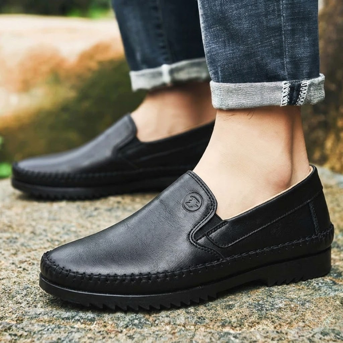Tênis Masculino Slip On Confortável De Couro