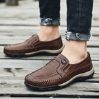 Tênis Masculino Slip On Confortável De Couro