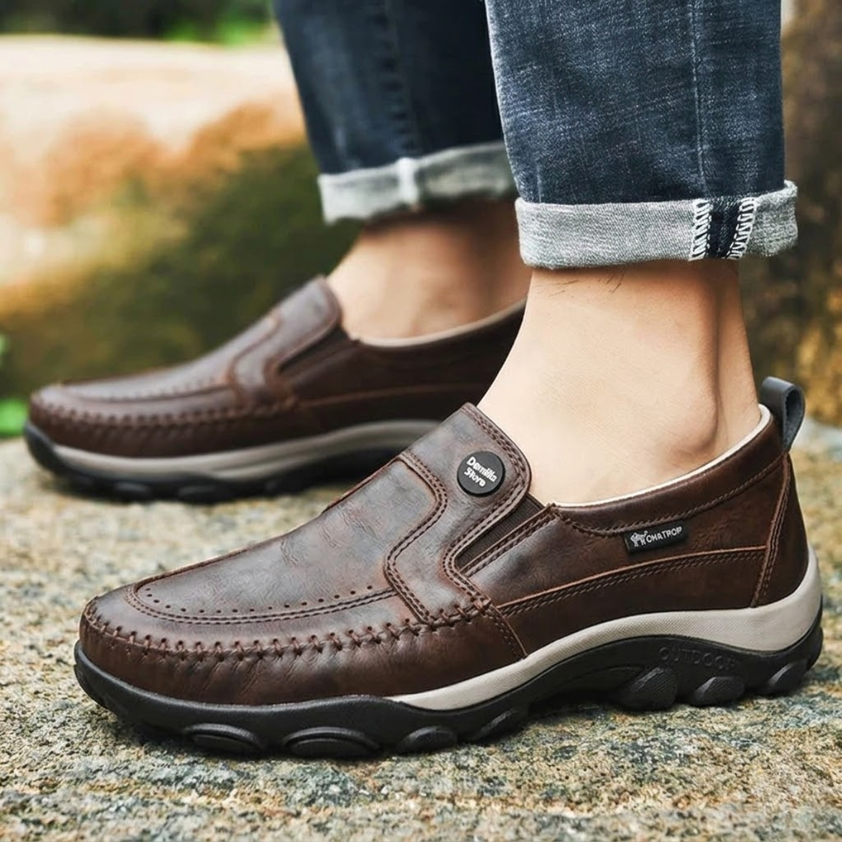 Tênis Masculino Slip On Confortável De Couro
