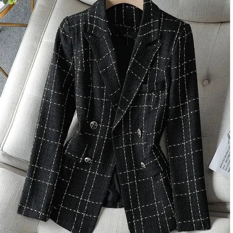 Blazer Feminino Alongado Xadrez Multitare