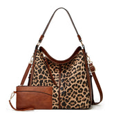 Bolsa Grande Feminina de Couro Legítimo Leopardo