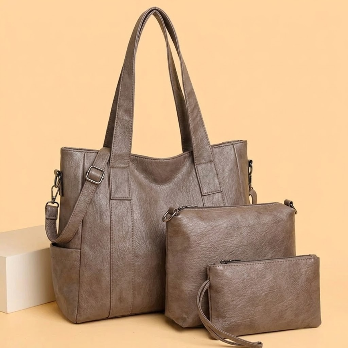 Kit Bolsa Feminina de Couro Legítimo