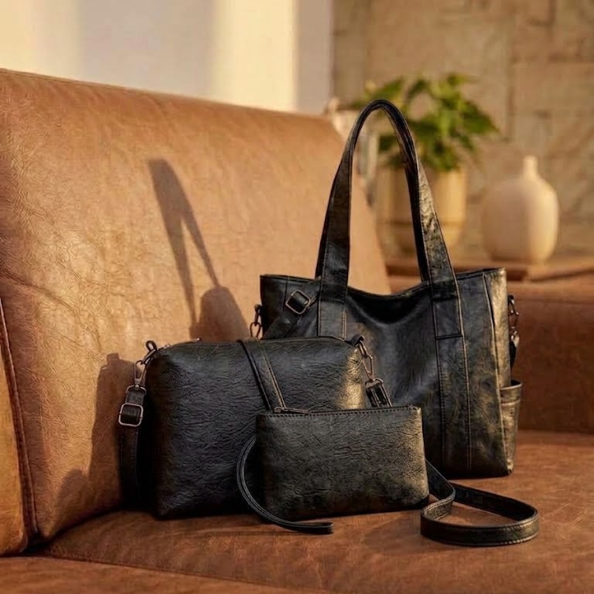 Kit Bolsa Feminina de Couro Legítimo