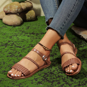 Sandália Rasteira de Couro Helena