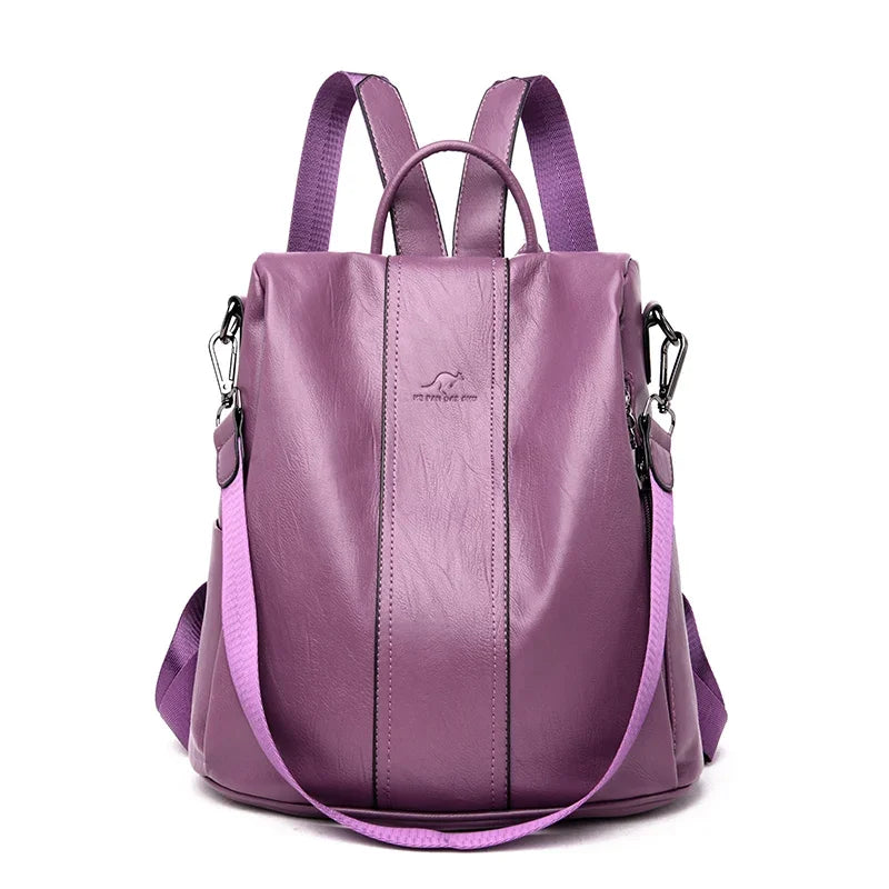 Bolsa Mochila Feminina de Couro