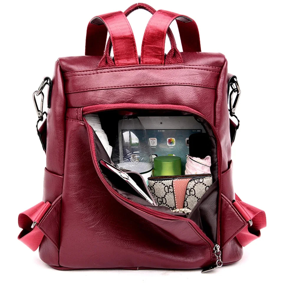 Bolsa Mochila Feminina de Couro